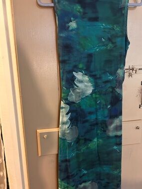 Teal & Navy Watercolor Maxi Dress